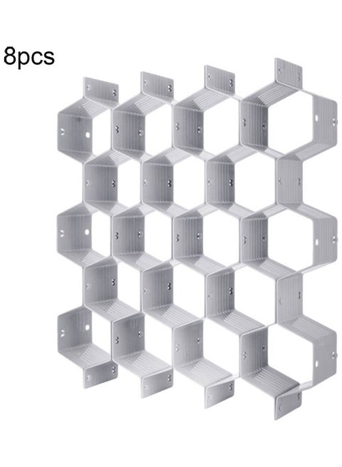 8-Piece Honeycomb Shape Drawer Separator Set Grey