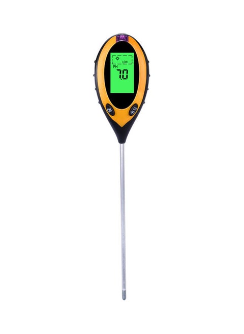 4 In 1 LCD Screen Multifunctional Aluminium Alloy Soil PH Tester Yellow/Black