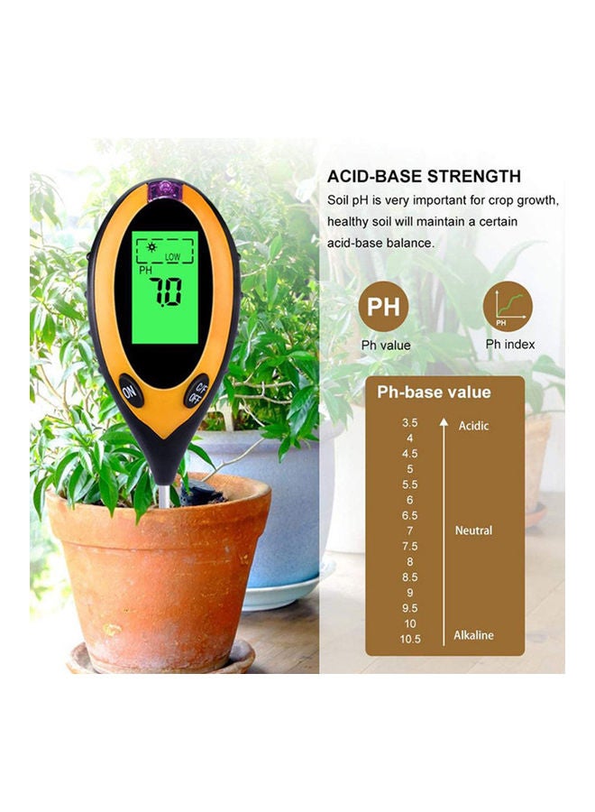 Generic 4 In 1 LCD Screen Multifunctional Aluminium Alloy Soil PH Tester Yellow/Black  - Image 4