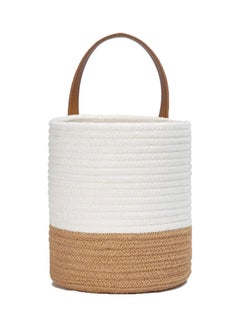 Generic Natural Hand-Woven Hanging Basket with Rope White/Brown 