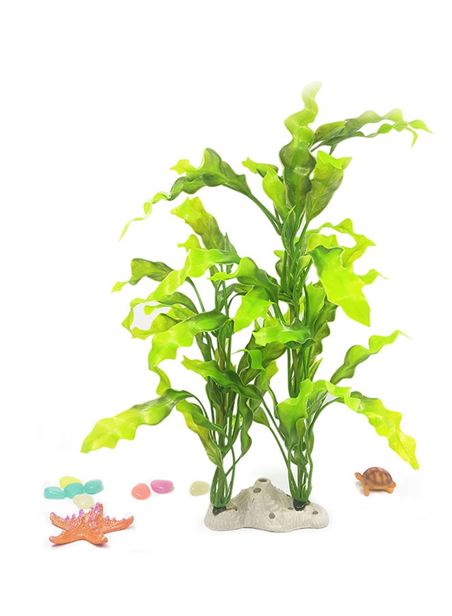 نباتات صناعية من البلاستيك لتزيين حوض السمك أخضر 13x2.2x7.5سم - Image 1