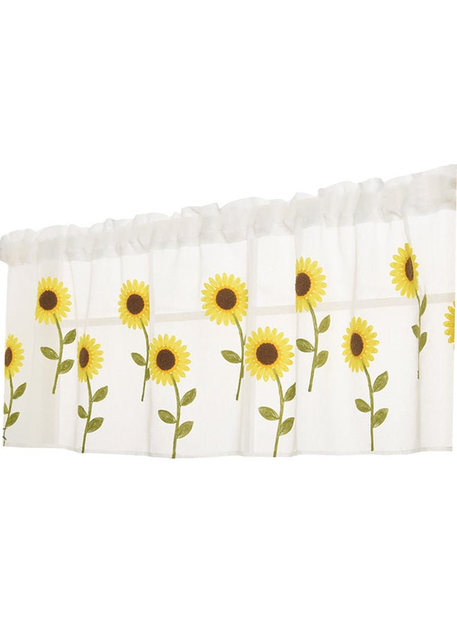 Sunflower Embroidered Short Curtain White/Yellow/Green - Image 1