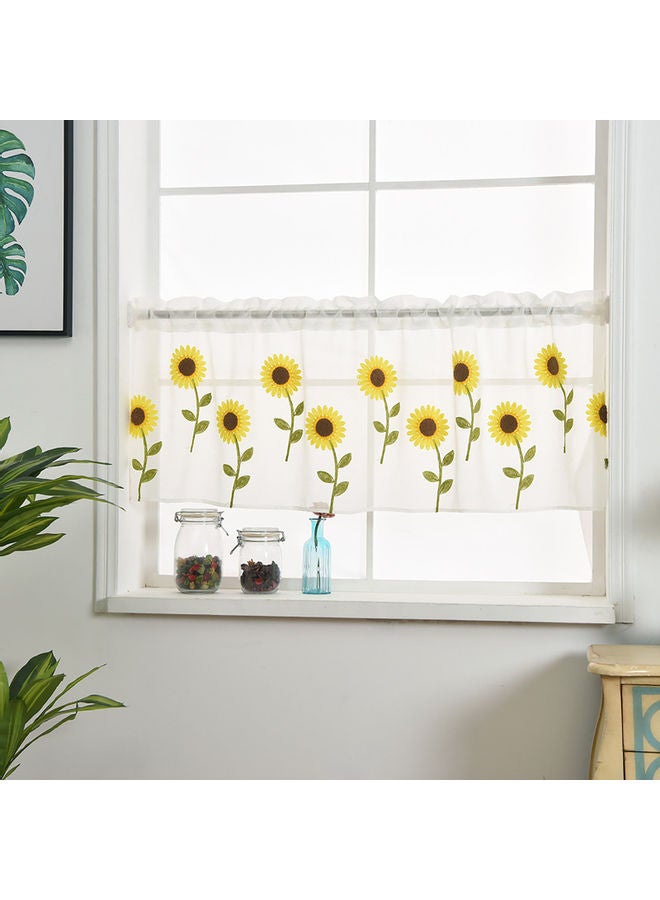 Sunflower Embroidered Short Curtain White/Yellow/Green - Image 4