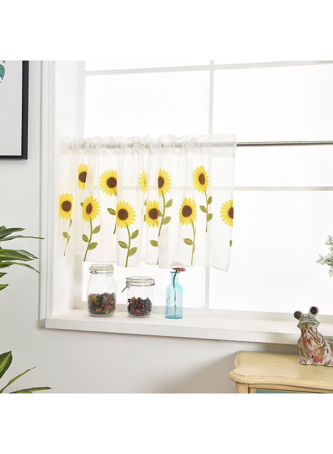 Sunflower Embroidered Short Curtain White/Yellow/Green - Image 5