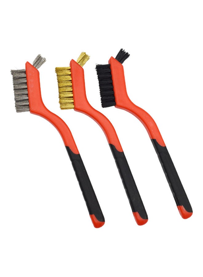 3-Piece Curved Wire Brush Red/Black 18x3.5x1cm - Image 1