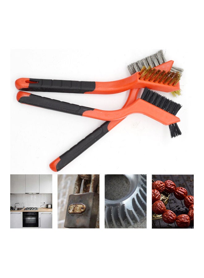 3-Piece Curved Wire Brush Red/Black 18x3.5x1cm - Image 2