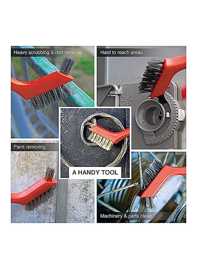 3-Piece Curved Wire Brush Red/Black 18x3.5x1cm - Image 5