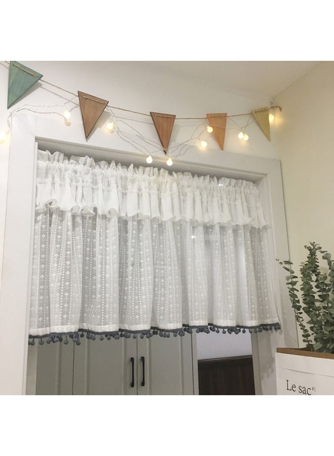 Cotton Short Window Curtain Grey/White - Image 2