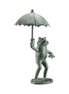 Handmade Resin Frog Statue Display for Yard Grey
