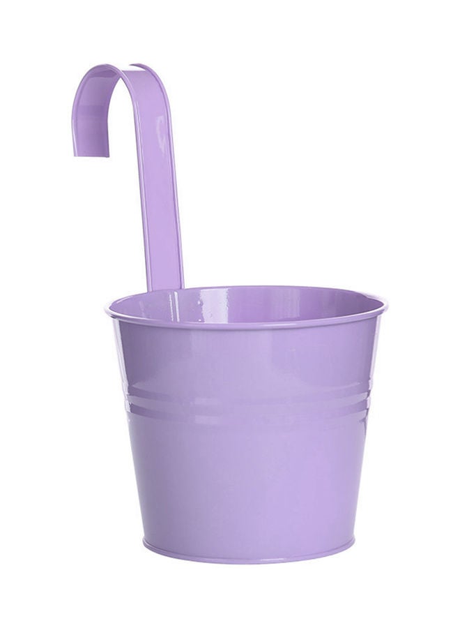 Natural Style Metal Hanging Flower Bucket Light Purple