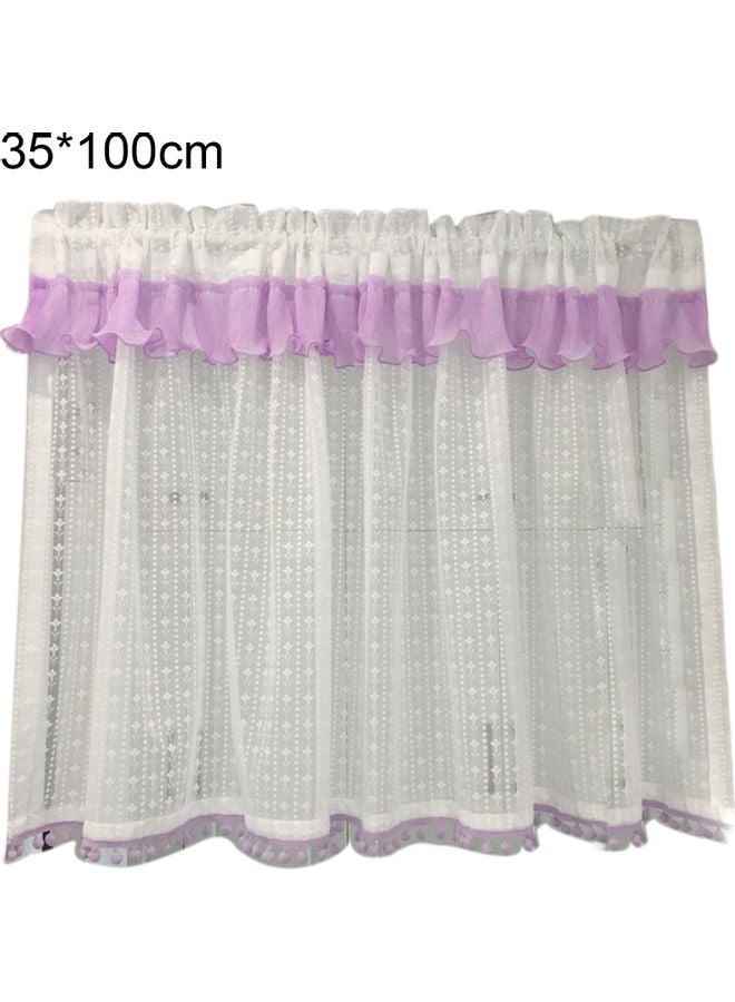 Cotton Short Window Curtain Purple/White