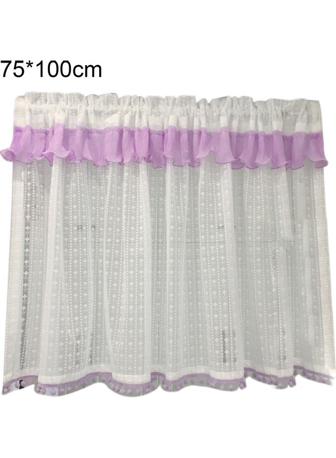 Cotton Short Window Curtain Purple/White