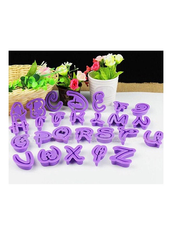 26-Piece Alphabet Letter Cookie Cutters Cake Decorating Purple - Image 1