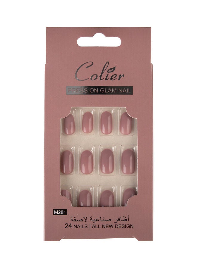 24-Piece  False Nail Glossy Colier Pink - v1623997334/N48441803A_1