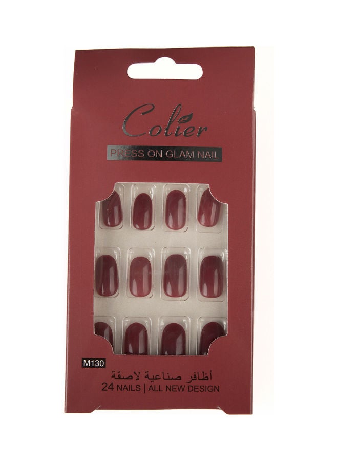 كولير مجموعة أظافر صناعية لامعة مكونة من 24 قطعة أحمر  - Image 1