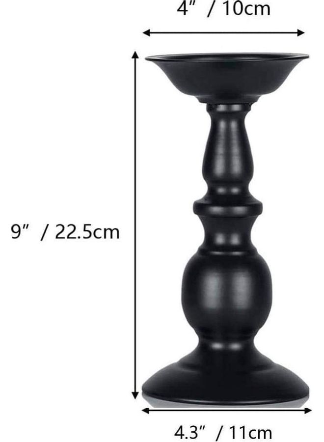XiuWoo 2-Piece Iron Pillar Candle Holders Black  - Image 2