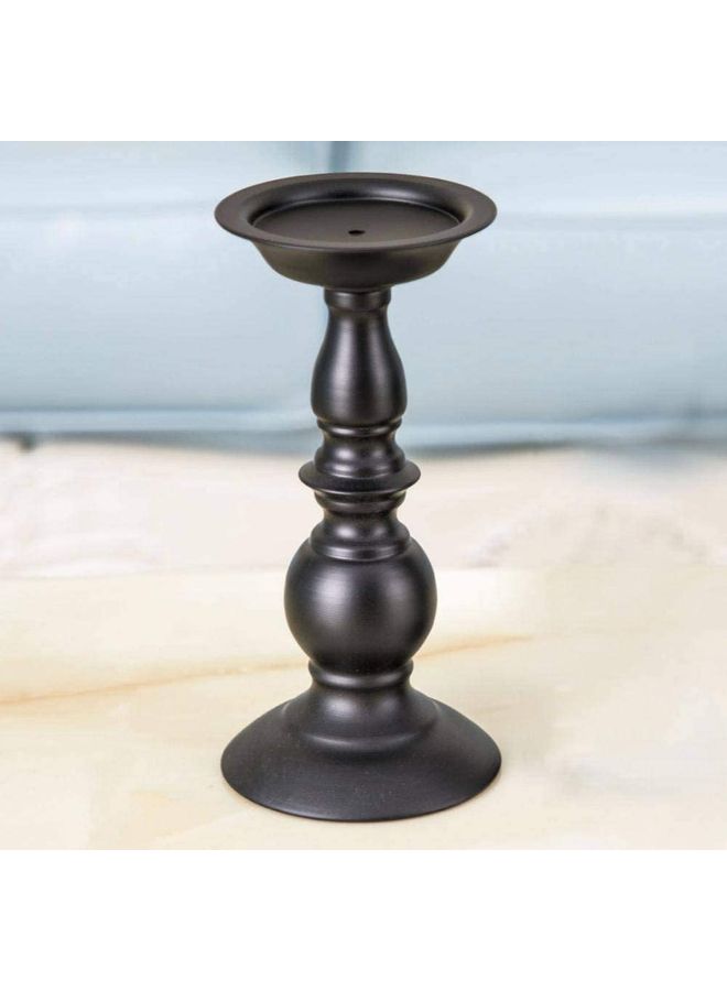 XiuWoo 2-Piece Iron Pillar Candle Holders Black  - Image 3