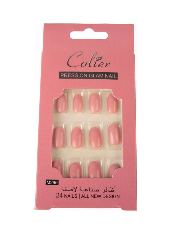 كولير مجموعة أظافر صناعية لامعة مكونة من 24 قطعة برتقالي  - Image 1