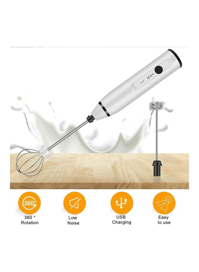 XiuWoo Electric Milk Frother Maker With Whisk Set White/Silver - Image 2