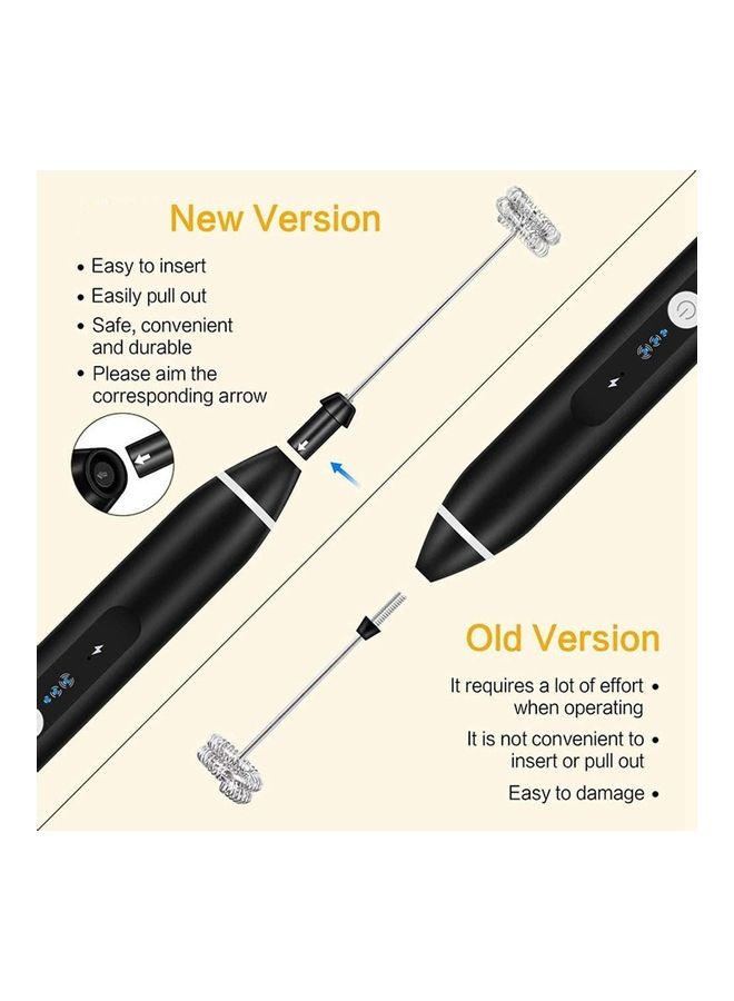 XiuWoo Electric Milk Frother Maker With Whisk Set Black/Silver - Image 3