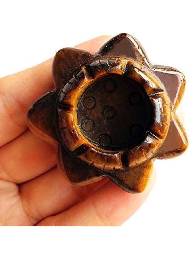 XiuWoo Lotus Flower Carved Candle Holder Brown/Black One Size  - Image 2