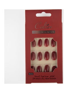 COLIER 24-Piece  False Nail Glossy Colier Dark Red  - Image 1