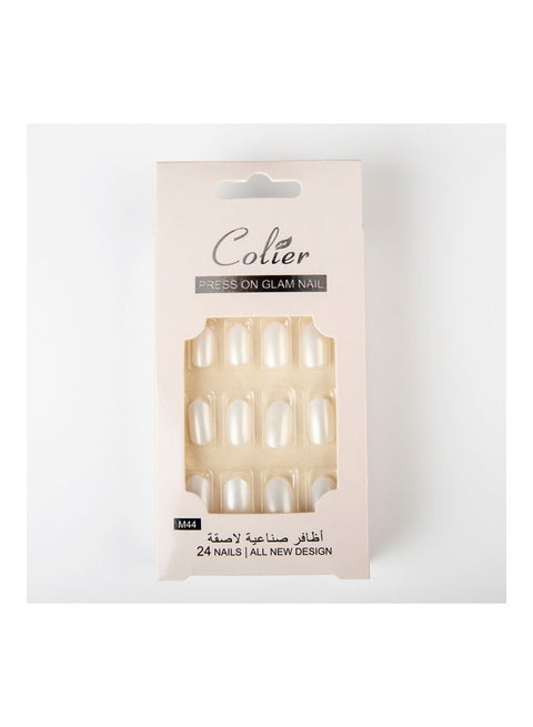 24-Piece  False Nail Glossy Colier Silver