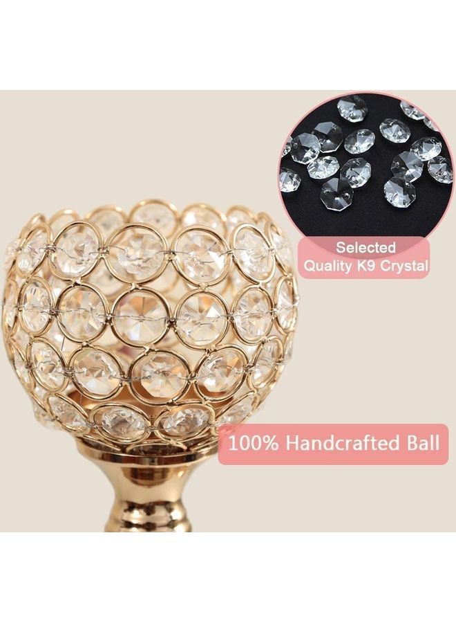 XiuWoo 2-Piece Crystal Pillar Candle Holders Gold/Clear 30x11.5cm - Image 4