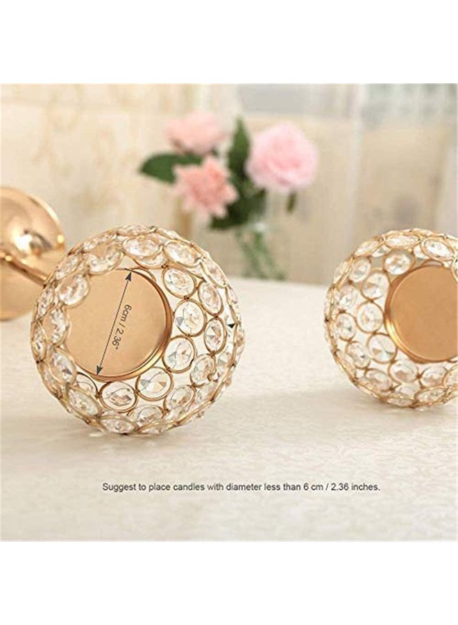 XiuWoo 2-Piece Crystal Pillar Candle Holders Gold/Clear 30x11.5cm - Image 5