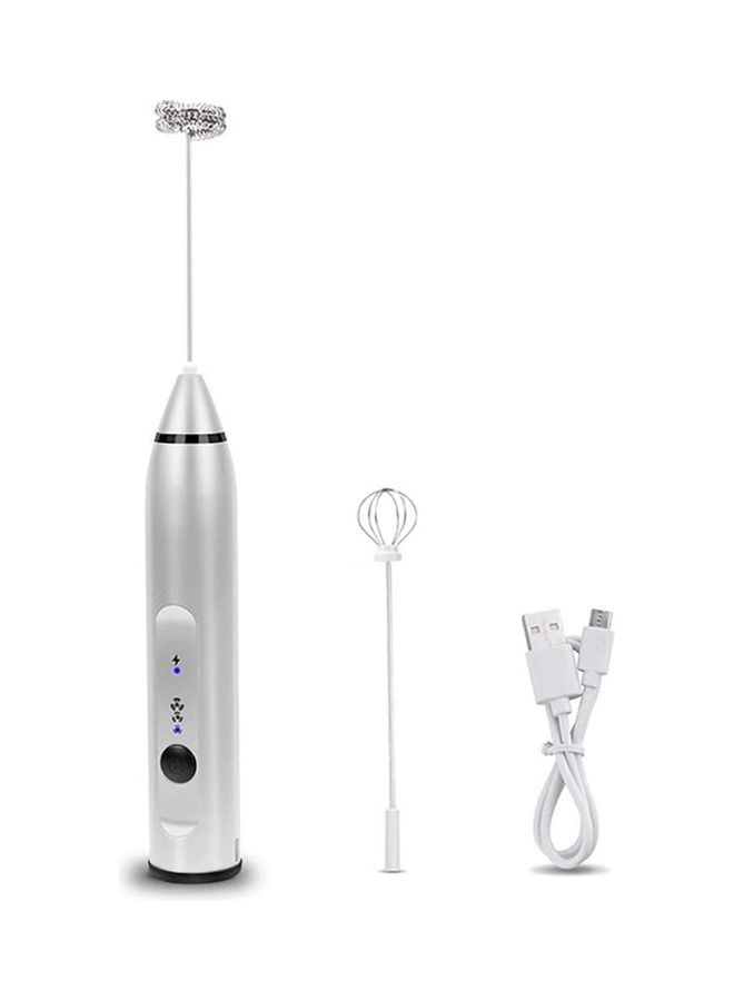 XiuWoo Electric Milk Frother Maker With Whisk Set Silver - Image 1