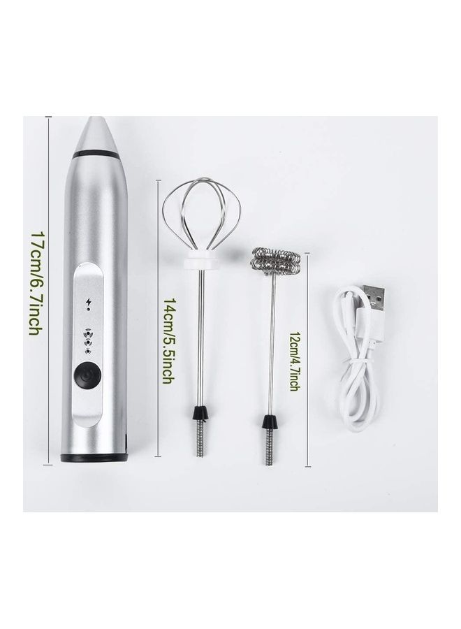 XiuWoo Electric Milk Frother Maker With Whisk Set Silver - Image 2