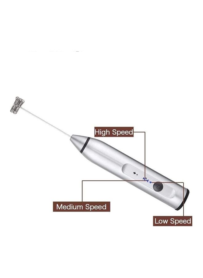 XiuWoo Electric Milk Frother Maker With Whisk Set Silver - Image 3