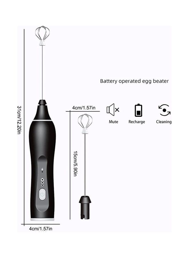 XiuWoo Electric Milk Frother Maker With Whisk Set Black/Silver - Image 3