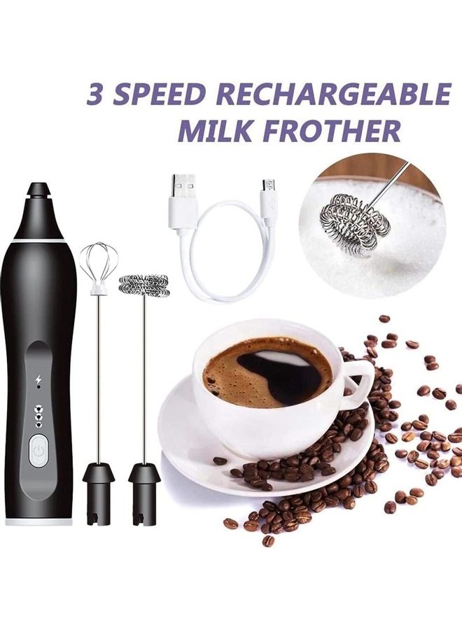XiuWoo Electric Milk Frother Maker With Whisk Set Black/Silver - Image 1