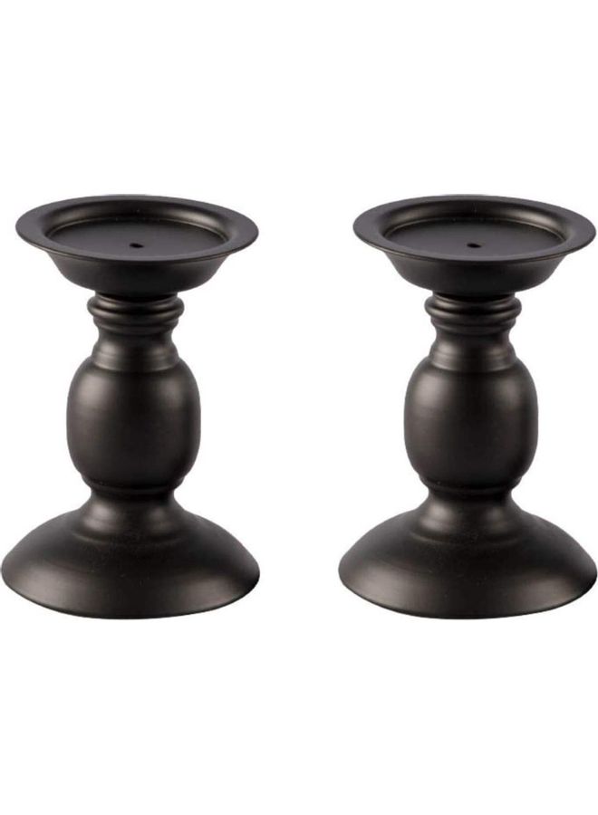 XiuWoo Pack Of 2 Pillar Candle Holders Black 16x10x11cm  - Image 1
