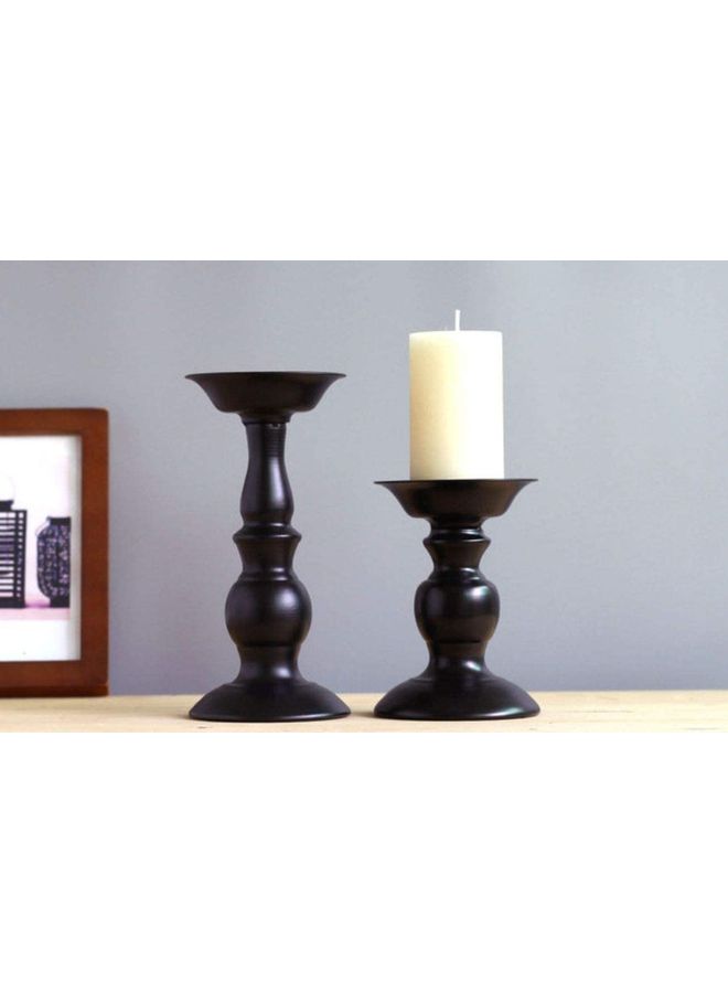 XiuWoo - Pack Of 2 Pillar Candle Holders Black 16x10x11cm - Image 1