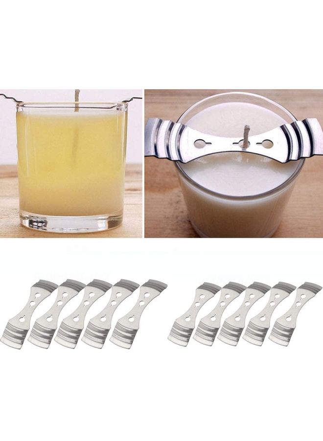XiuWoo 8-Piece Metal Candle Wicks Holder Centering Device DIY Handmade Candle Wicks Making Silver One Size  - Image 1