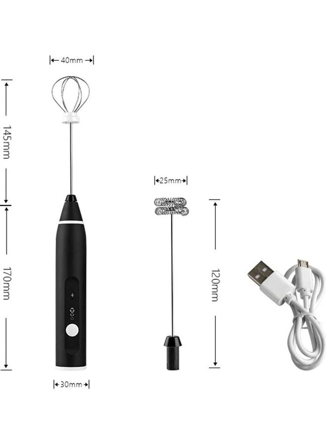 XiuWoo Electric Milk Frother Maker With Whisk Set Black/Silver - Image 2
