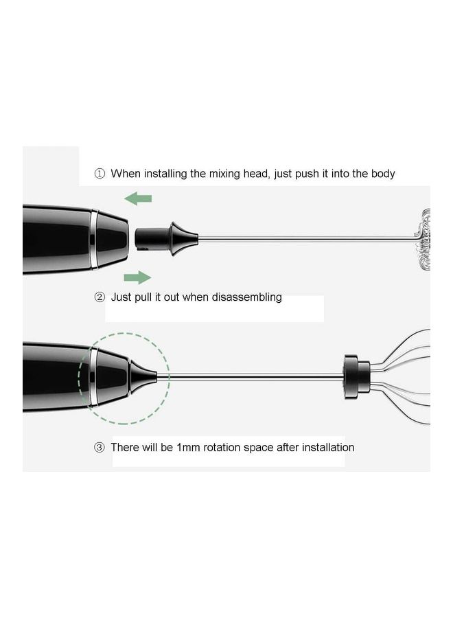 XiuWoo Electric Milk Frother Maker With Whisk And Measuring Spoon Set Black/Silver - Image 3