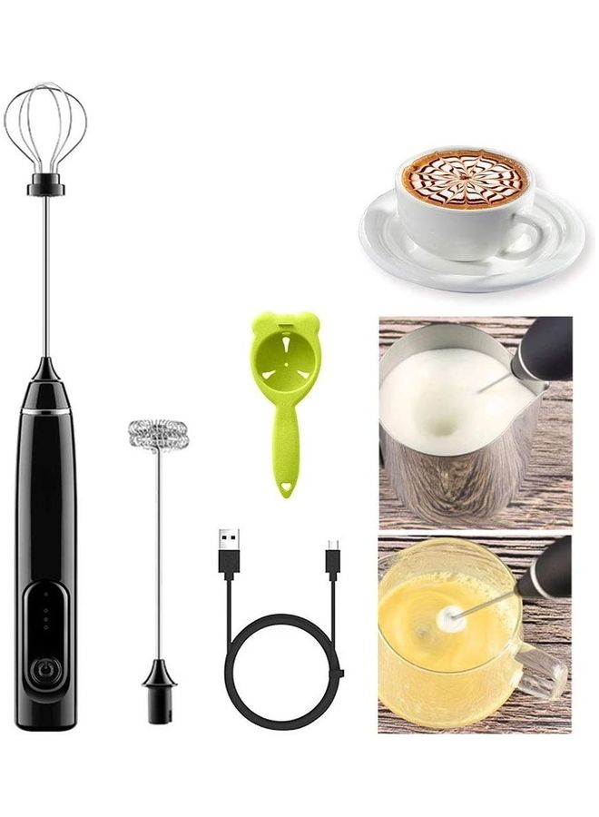 XiuWoo Electric Milk Frother Maker With Whisk And Measuring Spoon Set Black/Silver - Image 1