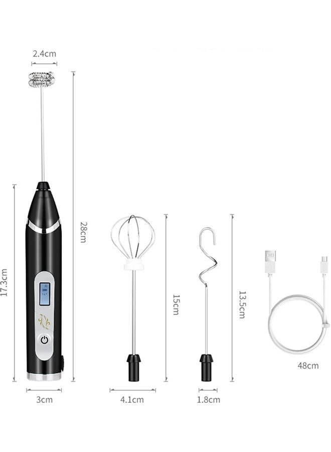 XiuWoo Electric Milk Frother Maker With Whisk Set Black/Silver - Image 3