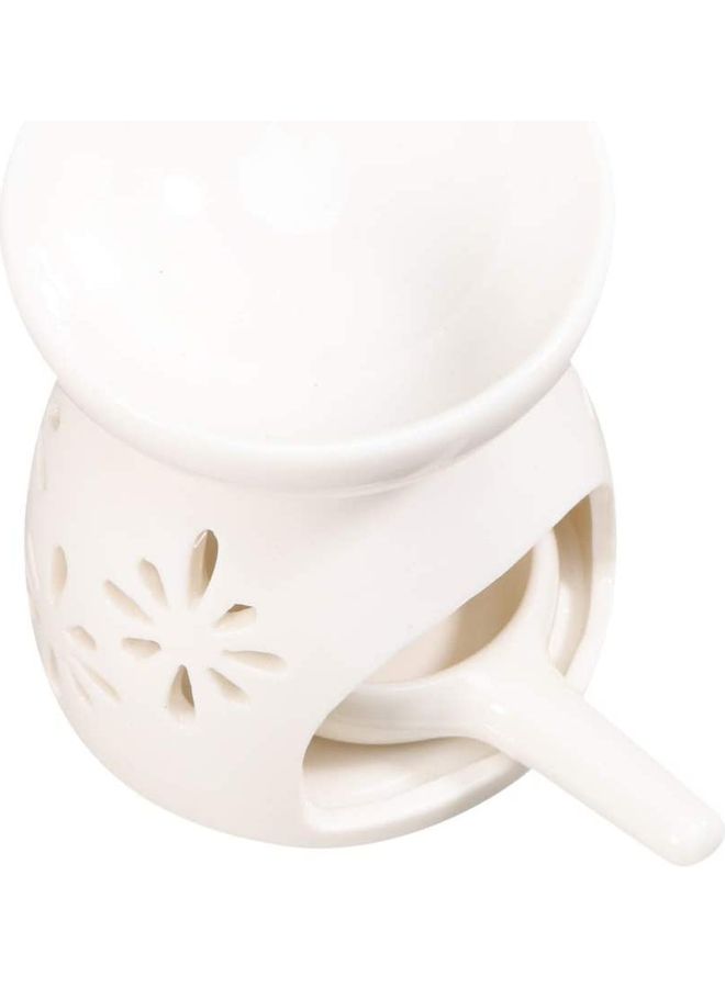 XiuWoo 2-Piece Ceramic Oil Burner With Candle Holder Set White One Size  - Image 2