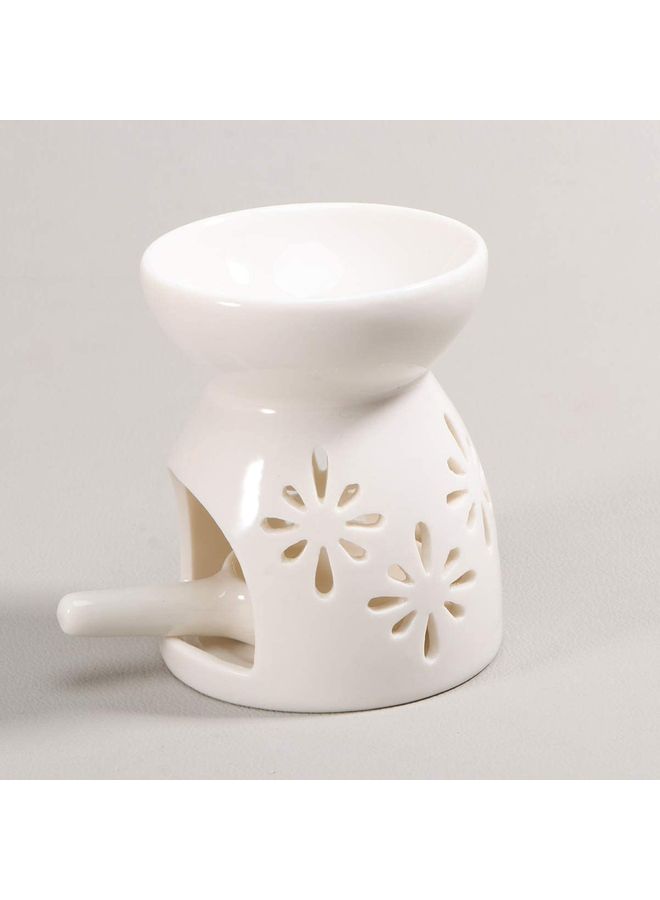 XiuWoo 2-Piece Ceramic Oil Burner With Candle Holder Set White One Size  - Image 3