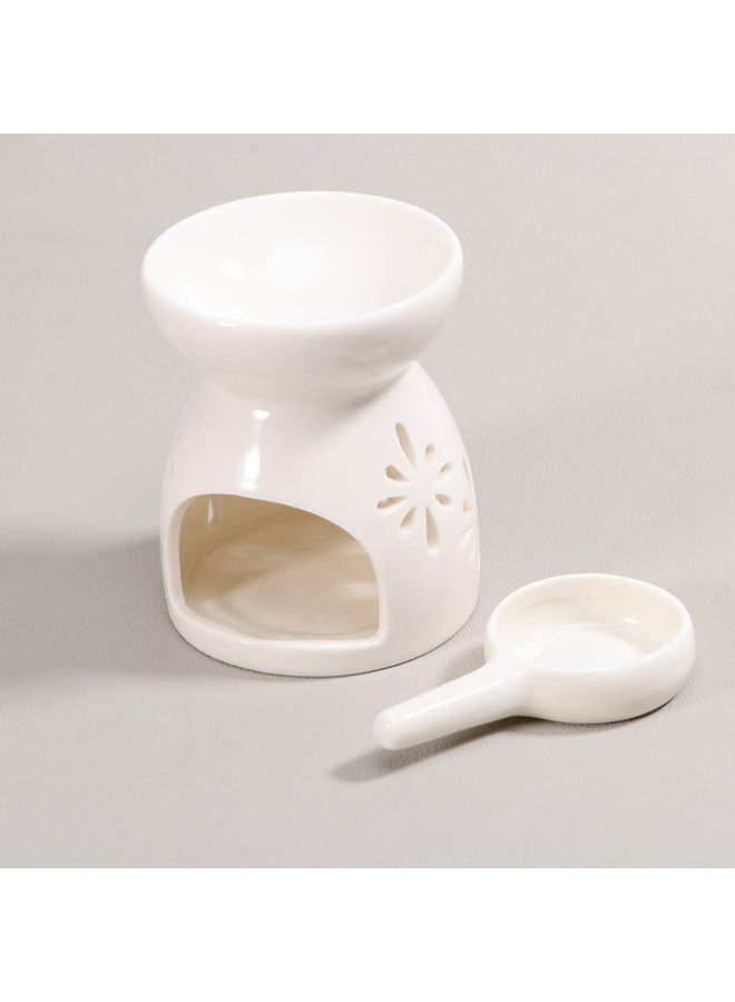 XiuWoo 2-Piece Ceramic Oil Burner With Candle Holder Set White One Size  - Image 1