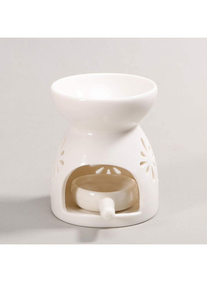 XiuWoo 2-Piece Ceramic Oil Burner With Candle Holder Set White One Size  - Image 4