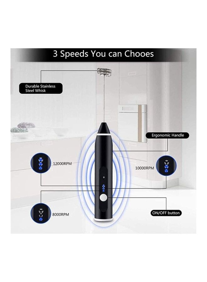 XiuWoo Electric Milk Frother Maker With Whisk Set Black/Silver - Image 4