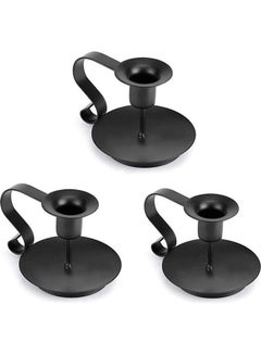 XiuWoo 3-Piece Candle Holder Set Black 11.2x7.5cm  - Image 1
