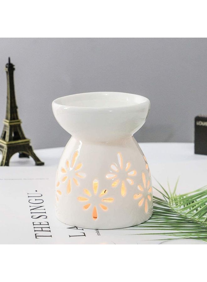 XiuWoo 2-Piece Ceramic Oil Burner With Candle Holder Set White One Size  - Image 3