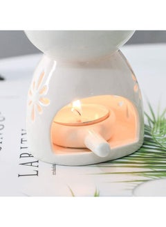 XiuWoo 2-Piece Ceramic Oil Burner With Candle Holder Set White One Size  - Image 4