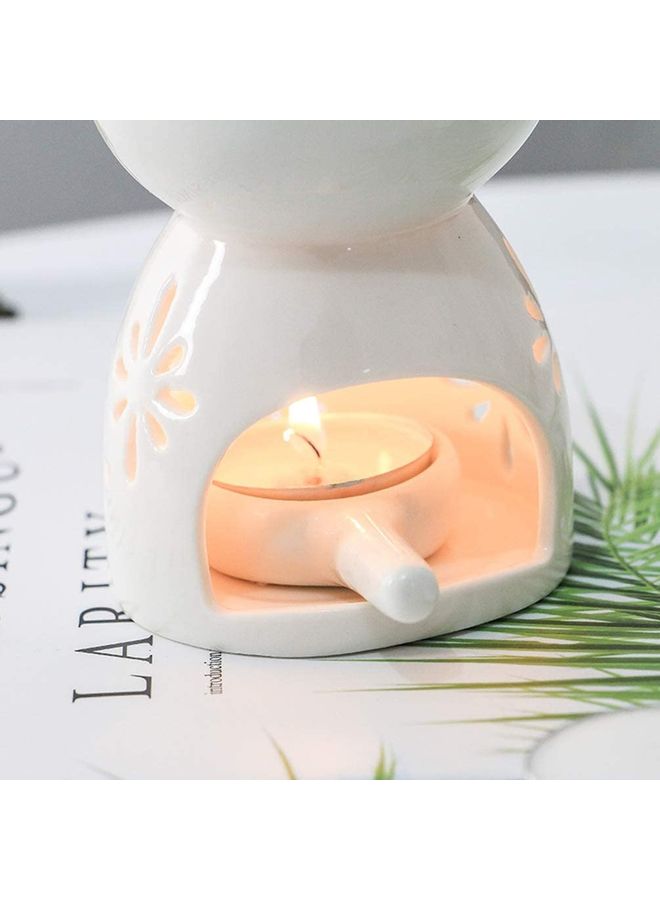 XiuWoo 2-Piece Ceramic Oil Burner With Candle Holder Set White One Size  - Image 4